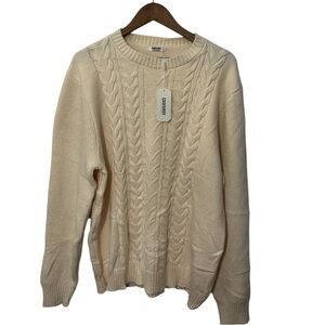 COOFANDY Cream Cable Knit Sweater Classic 3XL Men's NWT